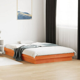Berkfield Led Bed Frame Without Mattress Wax Brown 120X190 Cm Small Double Solid Wood - thumbnail 3