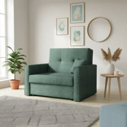 Viva Bis I Armchair With Sleeping Function Storage Container Wooden Frame 103X85X98Cm Melange Turquoise