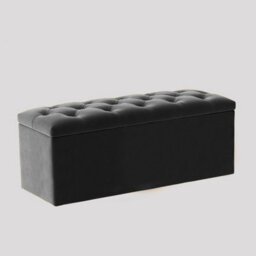 137Cm Luna Chesterfield Ottoman Storage Box - Steel Grey Plush Velvet Upholstered Blanket Box - thumbnail 3