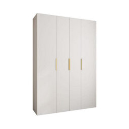 Arte Stylish White Como Iv Hinged Door Wardrobe H2460mm W1700mm D500mm, Four Doors, Sixteen Shelves, Two Hanging Rails, Gold Handles - thumbnail 1