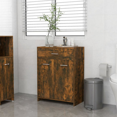 Berkfield Bathroom Cabinet Smoked Oak 60X33X80 Cm Engineered Wood - image 1