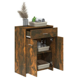 Berkfield Bathroom Cabinet Smoked Oak 60X33X80 Cm Engineered Wood - thumbnail 4