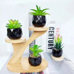 Artificial Indoor Plants In Black Ceramic Pots  Faux Desk Plant For Home  Office Decor