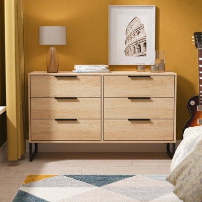 Beijing 6 Drawer Midi Chest Of Drawers In Nebraska Oak (Ready Assembled) - image 1
