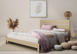 Nodax Super King Bed Frame, F15, Solid Pine Wood, Easy Assembly, Sturdy Slats & Extra Support Legs, 6Ft, Pine Finish - thumbnail 1