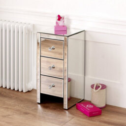 The Furniture Market Pair Of Slim Mirrored 3 Drawer Bedside Tables Crystal Handles Space Saving Design Premium Quality No Assembly Required - thumbnail 6