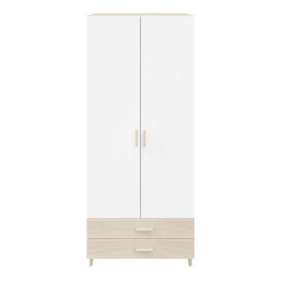 GoodHome Atomia Freestanding Matt White Oak Effect Particle Board Wardrobe (H)2250mm (W)1000mm (D)580mm - image 1