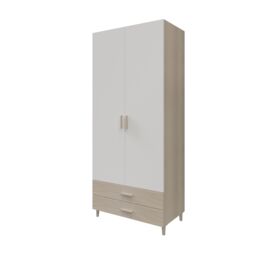 GoodHome Atomia Freestanding Matt White Oak Effect Particle Board Wardrobe (H)2250mm (W)1000mm (D)580mm - thumbnail 2