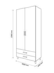 GoodHome Atomia Freestanding Matt White Oak Effect Particle Board Wardrobe (H)2250mm (W)1000mm (D)580mm - thumbnail 4