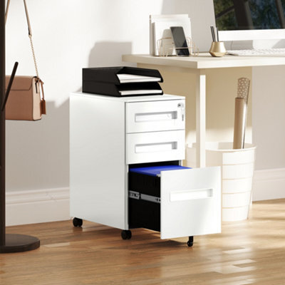 Vinsetto Lockable Mobile Filing Cabinet W/ 3 Drawers 30 X 43.5 X 60 Cm White - image 1