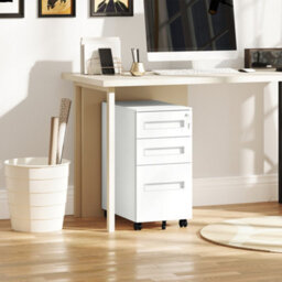 Vinsetto Lockable Mobile Filing Cabinet W/ 3 Drawers 30 X 43.5 X 60 Cm White - thumbnail 9