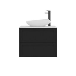 Royal Bathrooms Royal Bathroom Elmore 700mm Matt Nocturne Black Wall Mounted Countertop Bathroom Vanity Unit 2 Drawer With Nova Basin - thumbnail 7