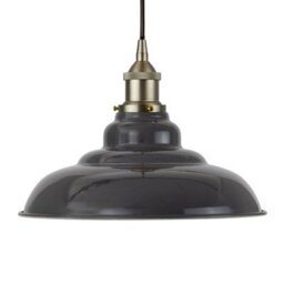 Slate Grey St Edmund's Painted Dome Pendant Light With Brushed Chrome Lamp Holder And Black Round Cable - Se Home