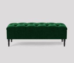 Alyana Ottoman Bench With Storage And Turned Wooden Legs, 90Cm Wide Ottoman Box - Forest Green Plush Velvet - thumbnail 2