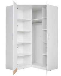 Arte Spacious White Gloss Corner Wardrobe 117Cm - Maximise Storage & Save Floor Space In Any Family Bedroom - thumbnail 2