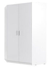 Arte Spacious White Gloss Corner Wardrobe 117Cm - Maximise Storage & Save Floor Space In Any Family Bedroom