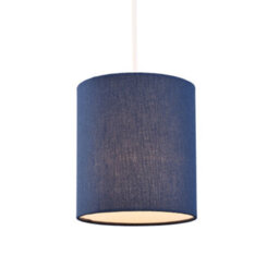 Happy Homewares Contemporary And Elegant Midnight Blue Linen Fabric 18Cm Cylinder Lamp Shade - thumbnail 2