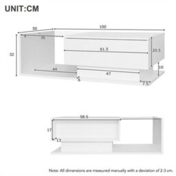 Abrihome Led Coffee Table, Modern High Gloss Coffee Table, Center Table With Glass, Modern Coffee Table For Living Room With Drawer (White) - thumbnail 6