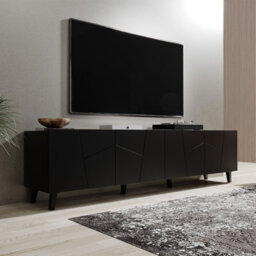 Etna 200 Cm Contemporary Tv Cabinet And Sideboard For Modern Interiors Black - thumbnail 2