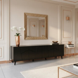 Etna 200 Cm Contemporary Tv Cabinet And Sideboard For Modern Interiors Black - thumbnail 1