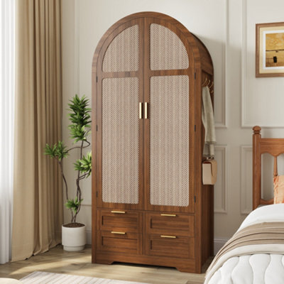 Btm Modern Wardrobe With Curved Doors Hanging Rail Drawers Large Storage Cabinet For Bedroom And Hallway - image 1