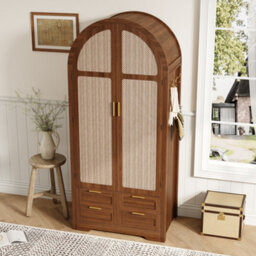 Btm Modern Wardrobe With Curved Doors Hanging Rail Drawers Large Storage Cabinet For Bedroom And Hallway - thumbnail 3