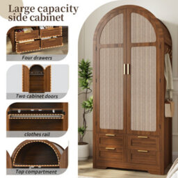 Btm Modern Wardrobe With Curved Doors Hanging Rail Drawers Large Storage Cabinet For Bedroom And Hallway - thumbnail 7