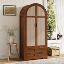 Btm Modern Wardrobe With Curved Doors Hanging Rail Drawers Large Storage Cabinet For Bedroom And Hallway - thumbnail 5