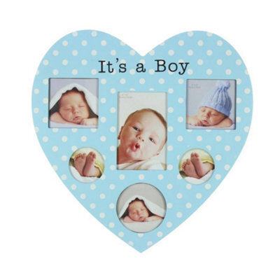 Juliana Impressions New Baby Heart Shaped Collage Photo Frame - It's A Boy - image 1