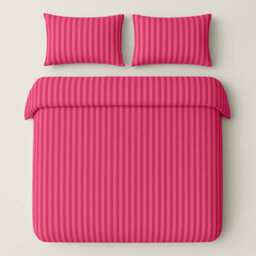 Bedlooms Pink Stripe Duvet Cover Set, Reversible, Breathable & Hypoallergenic Bedding Pack, Single 135X200Cm - thumbnail 2