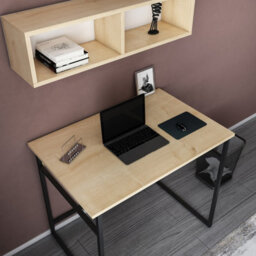 Decorotika Hussum Writing Desk Laptop Desk Floating Shelf Included Black Oak - thumbnail 3