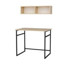 Decorotika Hussum Writing Desk Laptop Desk Floating Shelf Included Black Oak - thumbnail 5