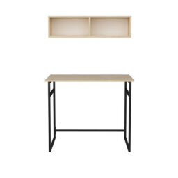 Decorotika Hussum Writing Desk Laptop Desk Floating Shelf Included Black Oak - thumbnail 4
