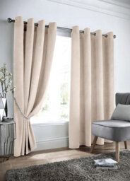 Luxury Living Velvet Thermal Blackout Eyelet Curtains Ready Made Pair Cream