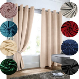 Luxury Living Velvet Blackout Ring Top Curtains Cream - thumbnail 4