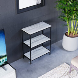 Lassic Vida Designs Brooklyn Grey 3 Tier Bookcase Industrial Freestanding Shelving Unit (H)780mm (W)600mm (D)300mm - thumbnail 7
