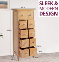 Hallowood Furniture Camberley Oak Dvd And Cd Storage Unit 10 Drawers - thumbnail 3