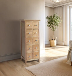 Hallowood Furniture Camberley Oak Dvd And Cd Storage Unit 10 Drawers - thumbnail 1