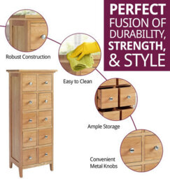 Hallowood Furniture Camberley Oak Dvd And Cd Storage Unit 10 Drawers - thumbnail 2