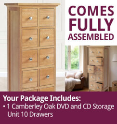 Hallowood Furniture Camberley Oak Dvd And Cd Storage Unit 10 Drawers - thumbnail 7