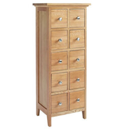 Hallowood Furniture Camberley Oak Dvd And Cd Storage Unit 10 Drawers - thumbnail 8