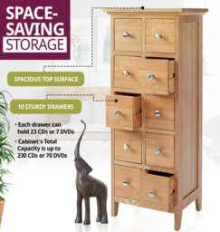 Hallowood Furniture Camberley Oak Dvd And Cd Storage Unit 10 Drawers - thumbnail 5