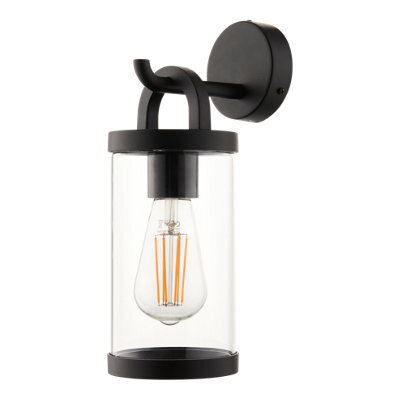 GoodHome Casterton Fixed Matt Black Mains-Powered (Wired) Incandescent Outdoor Wall Light - image 1
