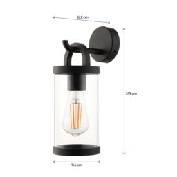 GoodHome Casterton Fixed Matt Black Mains-Powered (Wired) Incandescent Outdoor Wall Light - thumbnail 7