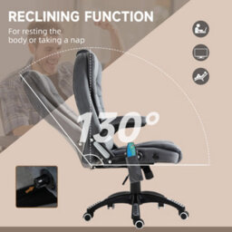 Vinsetto Office Chair With Heating Massage Points Relaxing Reclining, Grey - thumbnail 7