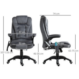 Vinsetto Office Chair With Heating Massage Points Relaxing Reclining, Grey - thumbnail 3
