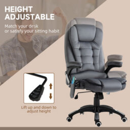 Vinsetto Office Chair With Heating Massage Points Relaxing Reclining, Grey - thumbnail 5