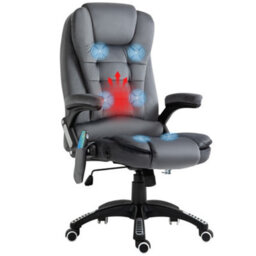 Vinsetto Office Chair With Heating Massage Points Relaxing Reclining, Grey - thumbnail 2