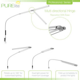 Purelite Astra Twin Long Reach Clamp-On Led Task Lamp Twin Head 1600 Lumens - thumbnail 6
