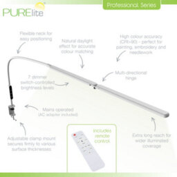 Purelite Astra Twin Long Reach Clamp-On Led Task Lamp Twin Head 1600 Lumens - thumbnail 4
